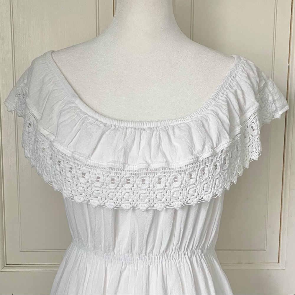 Blanco by Nature 100% Peruvian Cotton Taylor Sun Dress Medium White Beach Boho - Picture 8 of 11